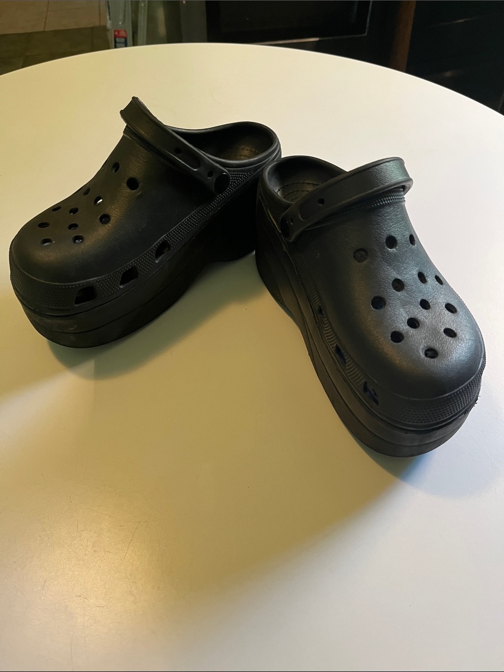 Classic Black Slip-On Platform Clog Mules with Back Strap